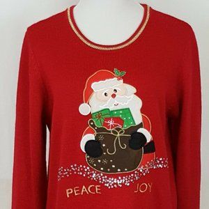 New Red Santa Sweater Presents XL 16-18